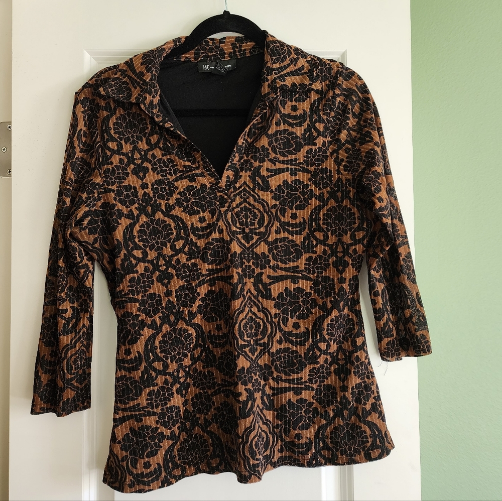 INC black and burnt orange collard shirt